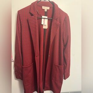 Philosophy Red and Black Houndstooth Blazer